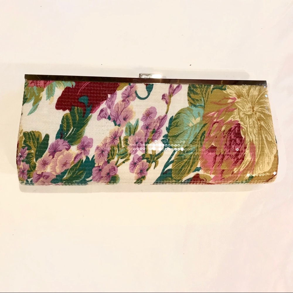 Sequin Floral Clutch